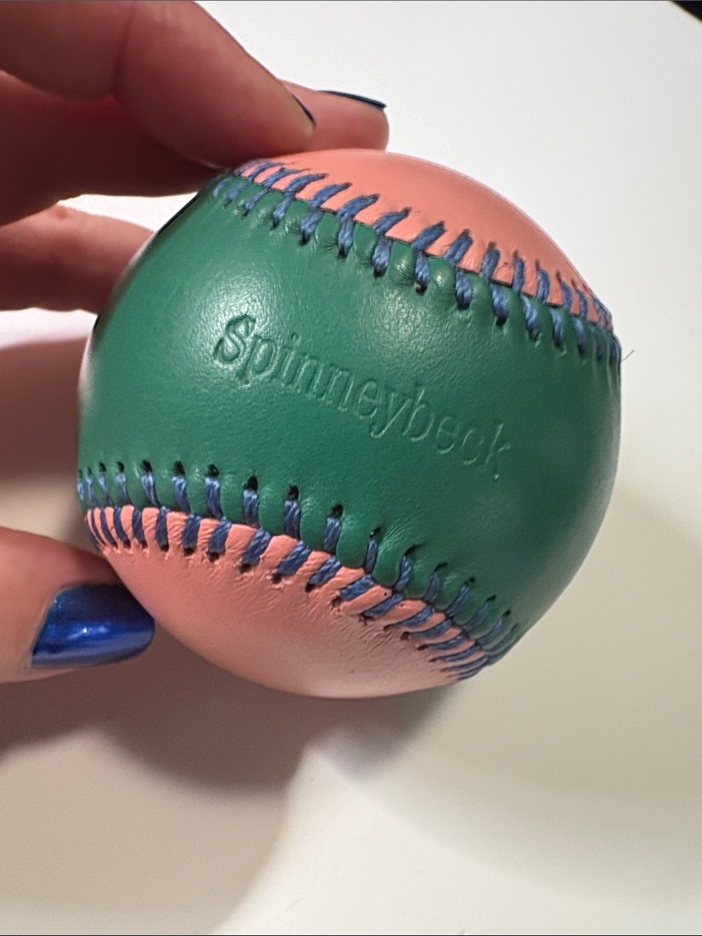 Collectible Two-Color Green & Pink Leather  Baseball 1990’s